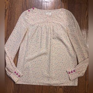 Kate Spade Cream Blouse with Colorful Dots and pink buttons Sz 4